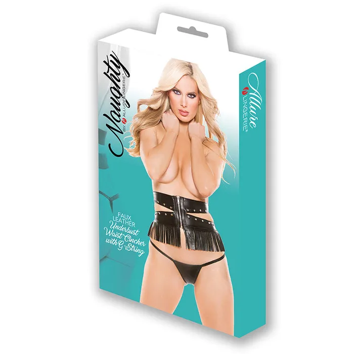 Naughty Faux Leather Under Bust Corset Top Allure Lingerie Male Sex Toys