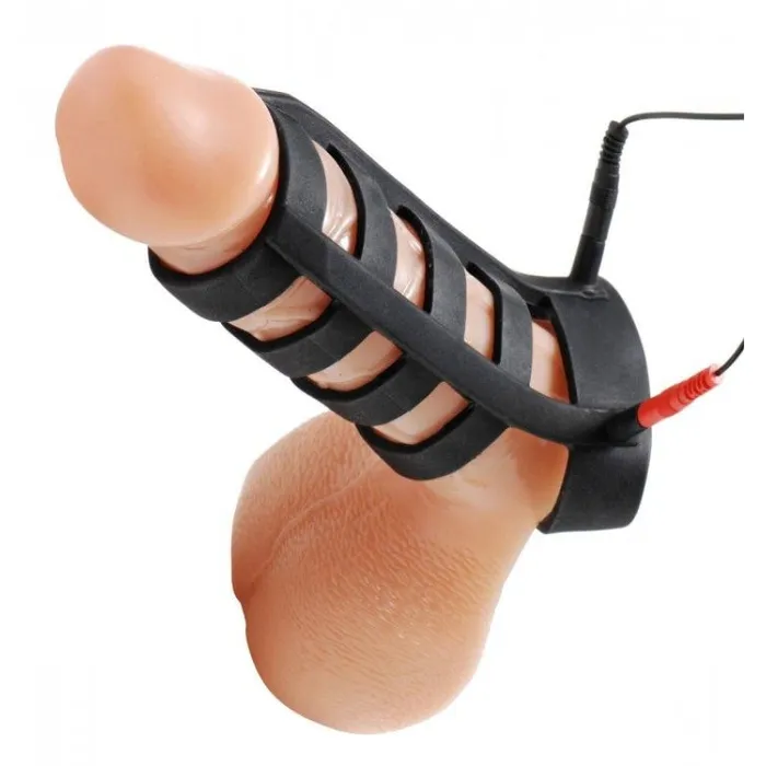 XR Brands Zeus Electrosex Male Sex Toys Power Cage Silicone EStim Cock and Ball Sheath