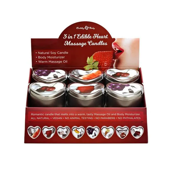Earthly Body Female Sex Toys 3 in 1 Edible Heart Massage Candles