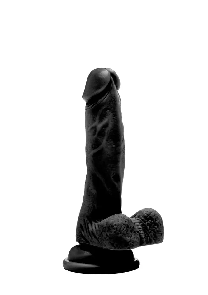 Female Sex Toys Realistic Cock 7 With Scrotum Black Shots RealRock