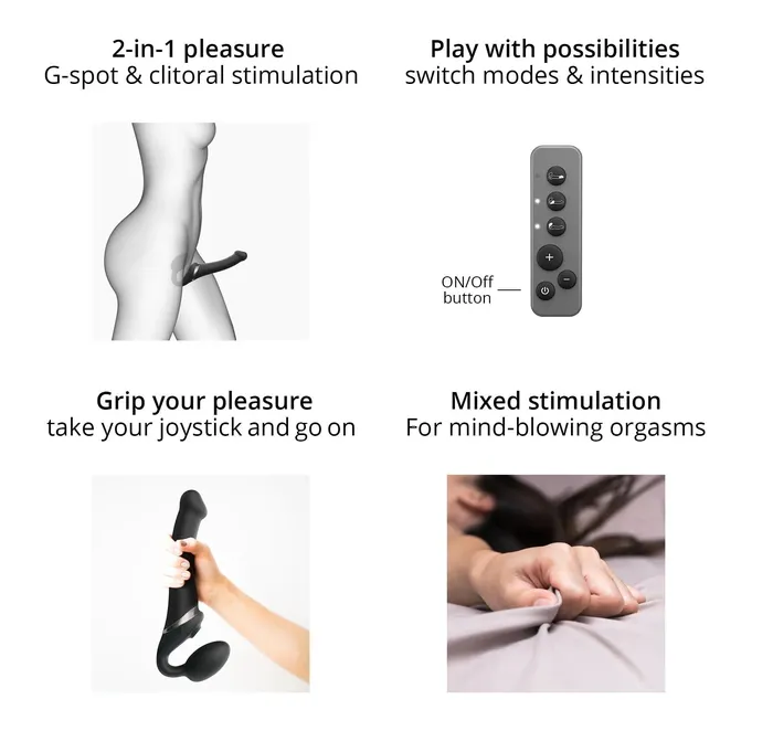 Female Sex Toys StrapOnMe MultiOrgasm StrapOn Dildo with Licking Tongue and Vibration