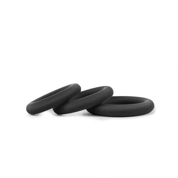 Topco Male Sex Toys Hombre SnugFit Silicone Thick CRings 3 Pack Charcoal