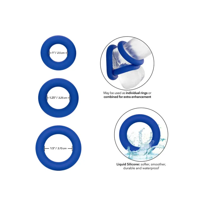 Admiral Universal Cock Ring Set Blue 3 Pieces CalExotics Male Sex Toys Admiral Universal Cock Ring Set Blue 3 Pieces CalExotics Male Sex Toys