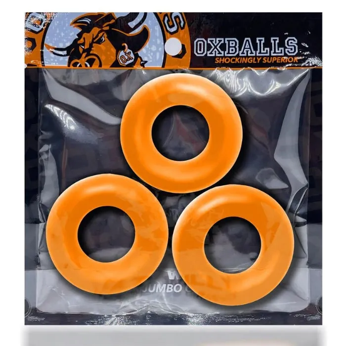 Male Sex Toys DUS Oxballs Fat Willy Cock Ring Set of 3 Orange