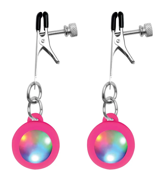XR Brands Charmed Female Sex Toys Silicone Light Up Nipple Clamps
