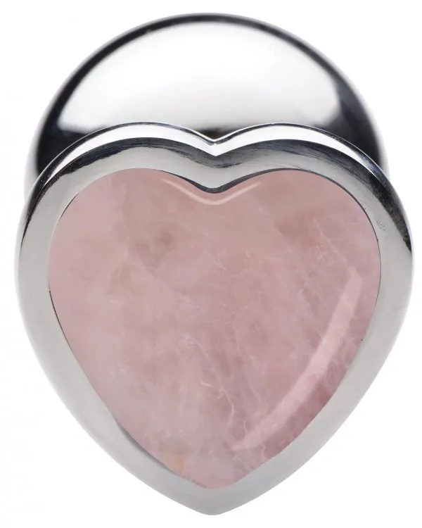 XR Brands Male Sex Toys Booty Sparks Gemstones Large Anal Plug with Rose Quartz Heart