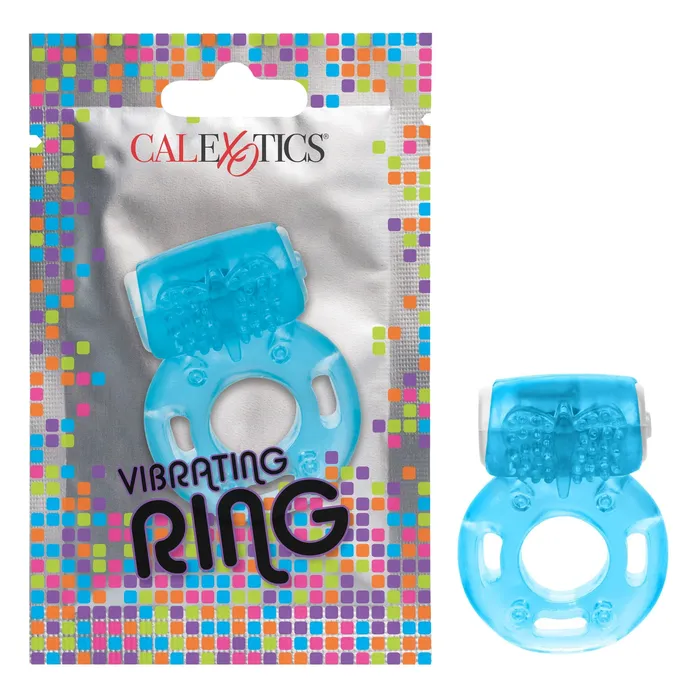 CalExotics Foil Pack Vibrating Ring Blue Male Sex Toys CalExotics Foil Pack Vibrating Ring Blue Male Sex Toys