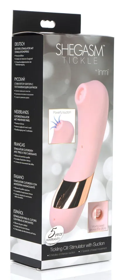 XR Brands inmi Female Sex Toys Shegasm Tickle Tickling Clit Stimulator With Suction Pink XR Brands inmi Female Sex Toys Shegasm Tickle Tickling Clit Stimulator With Suction Pink