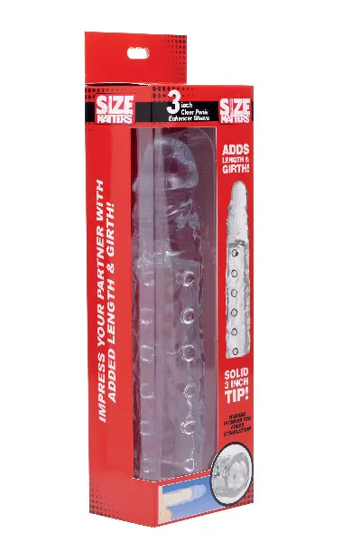 3 Inch Clear Penis Enhancer Sleeve XR Brands Male Sex Toys