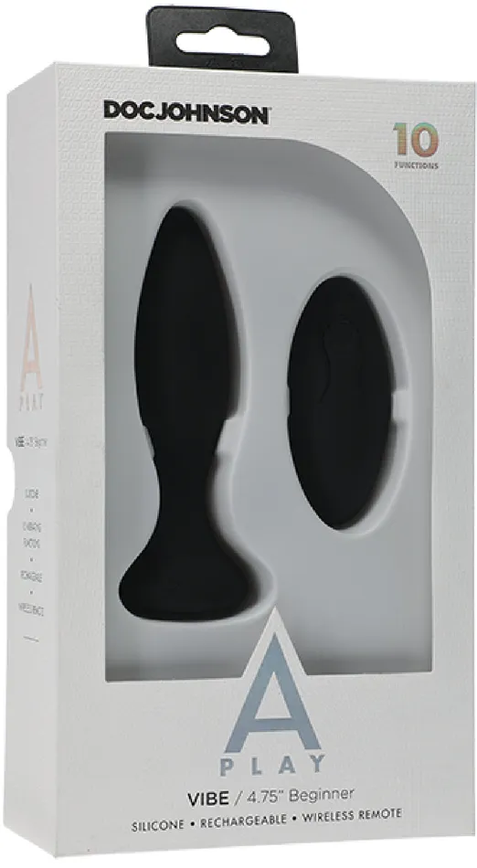 Doc Johnson Vibe Beginner Rechargeable Silicone Anal Plug With Remote Black Male Sex Toys Doc Johnson Vibe Beginner Rechargeable Silicone Anal Plug With Remote Black Male Sex Toys