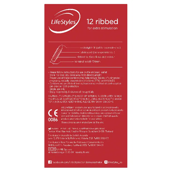 LifeStyles Ribbed Condoms 12 LifeStyles Female Sex Toys