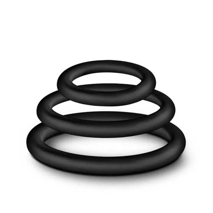 Male Sex Toys Performance Silicone Cock Ring 3 Pc Set Black Performance