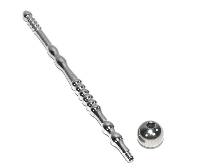 Touch of Fur Male Sex Toys Penis Plug Hollow Ribbed Stainless Steel with Detachable Ball