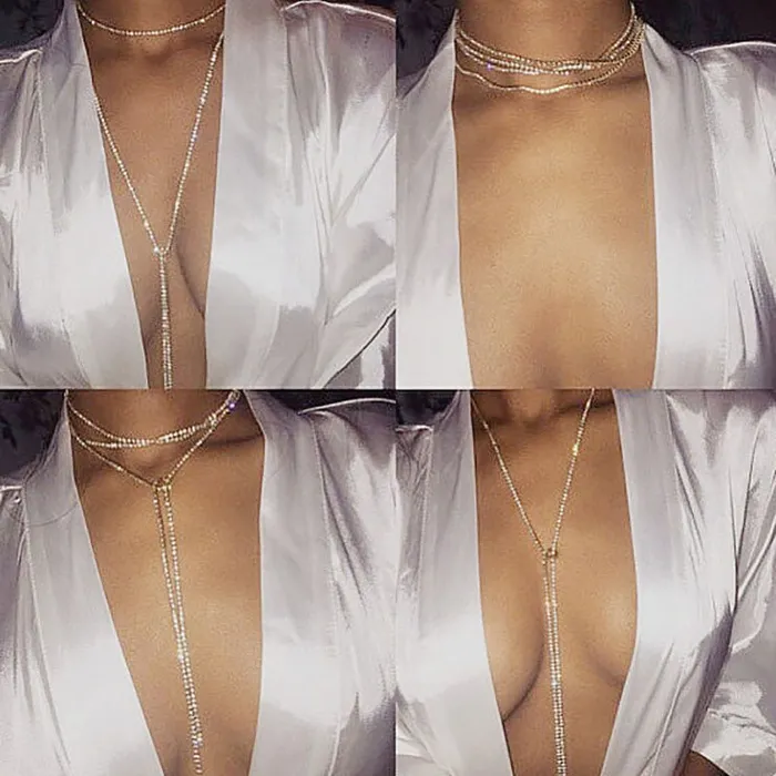 STRAWBERRYPOSH Sexy Chest Body Chain Female Sex Toys
