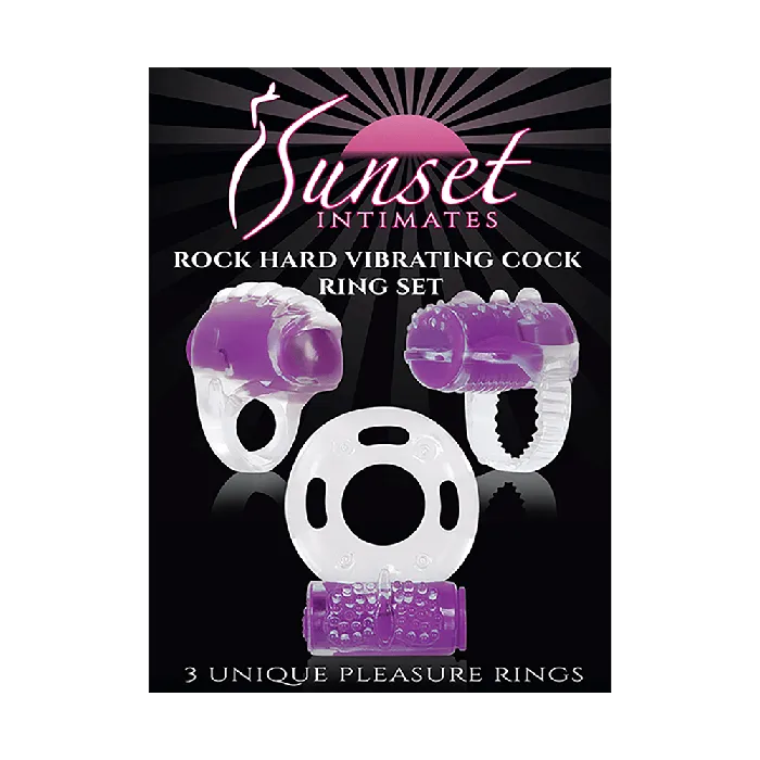 SUNSET INTIMATES Male Sex Toys Sunset Intimates Rock Hard Vibrating Pleasure Cock Ring Trio