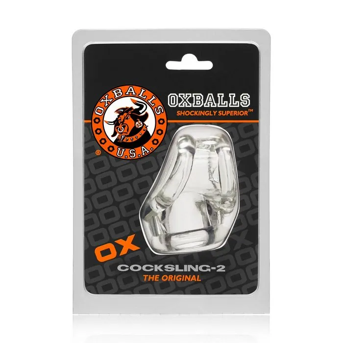 Male Sex Toys Cocksling 2 Cock Ball Sling Oxballs Clear OXBALLS