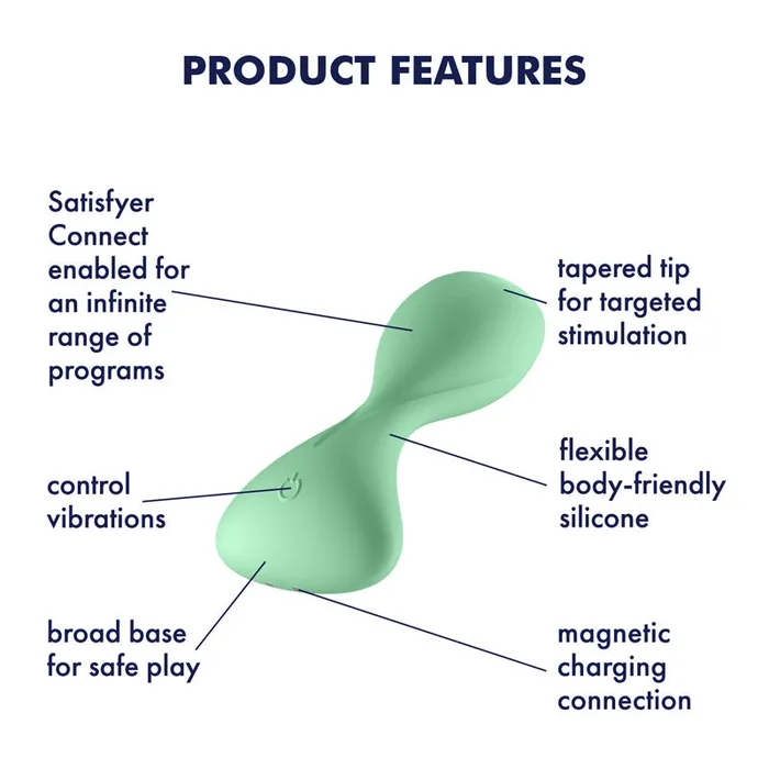 Satisfyer Trendsetter Connect App Vibrating Anal Plug Light Green Satisfyer Male Sex Toys