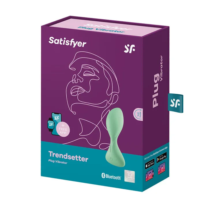 Satisfyer Trendsetter Connect App Vibrating Anal Plug Light Green Satisfyer Male Sex Toys