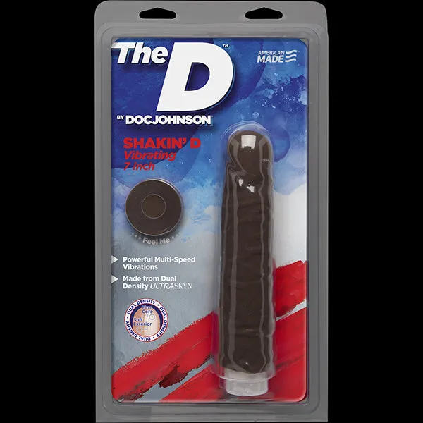The D Shakin D Vibrating 7 Ultraskyn Chocolate Doc Johnson Novelties Female Sex Toys