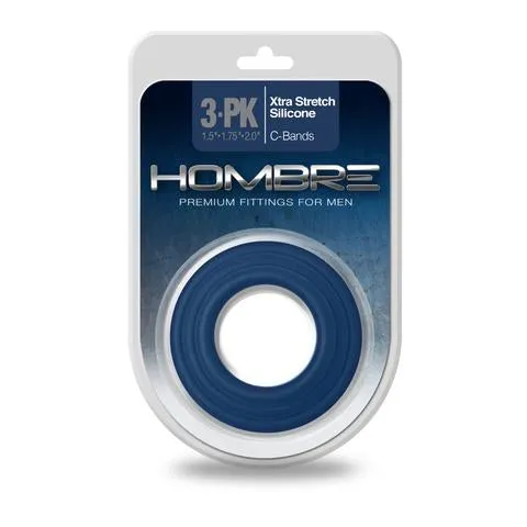 Topco Female Sex Toys Hombre Xtra Stretch Silicone CBands 3 Pk Navy