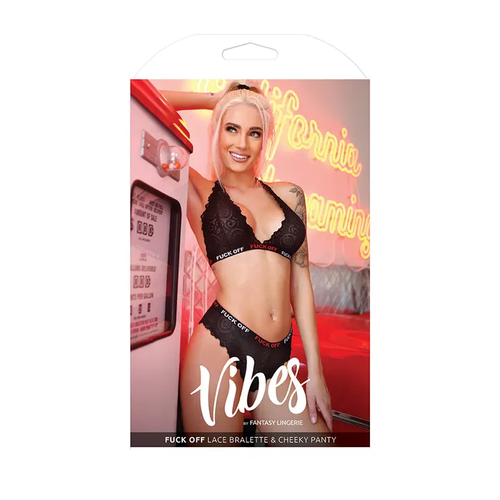 Vibes Fuck Off Lace Bralette Cheeky Panty Fantasy Lingerie Female Sex Toys Vibes Fuck Off Lace Bralette Cheeky Panty Fantasy Lingerie Female Sex Toys