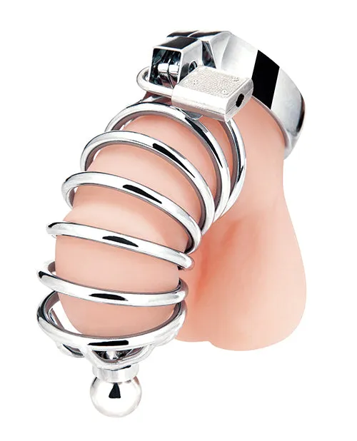 Electric Eel Male Sex Toys Blue Line Urethral Play Cage Silver