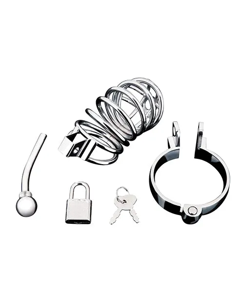 Electric Eel Male Sex Toys Blue Line Urethral Play Cage Silver