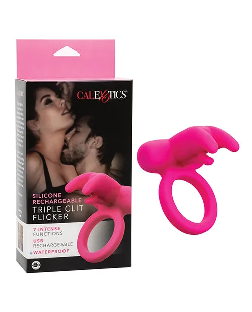 Female Sex Toys CalExotics Silicone Rechargeable Triple Clit Flicker
