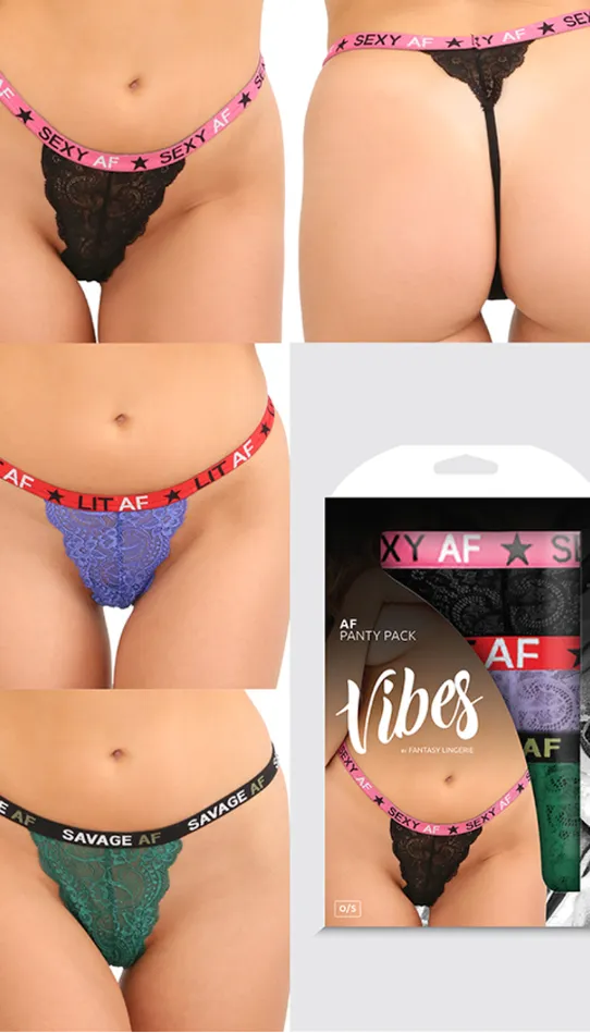 Female Sex Toys Fantasy Lingerie AF Thong Panty Pack Set of 3