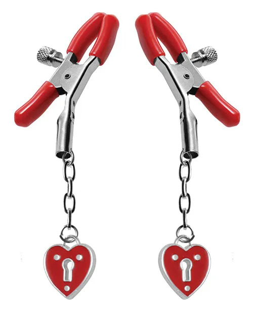 Female Sex Toys Master Series Master Series Charmed Heart Padlock Nipple Clamps Female Sex Toys Master Series Master Series Charmed Heart Padlock Nipple Clamps