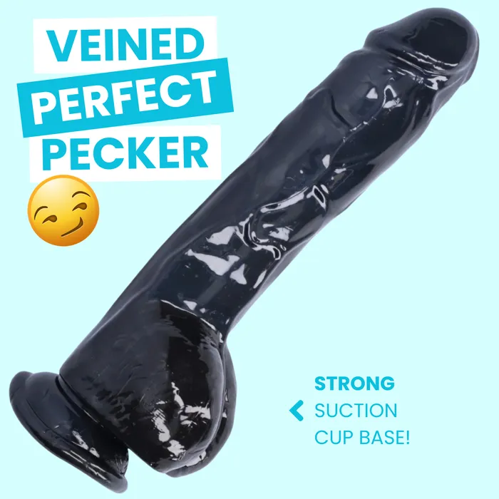 Female Sex Toys TooTimidcom Black Suction Cup Dildo with Balls