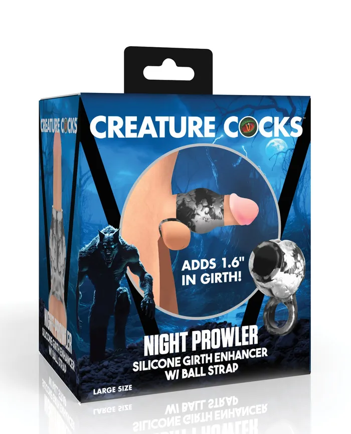 Male Sex Toys XR Brands Creature Cocks Night Prowler Silicone Penis Sleeve Ball Stretcher SilverBlack Male Sex Toys XR Brands Creature Cocks Night Prowler Silicone Penis Sleeve Ball Stretcher SilverBlack
